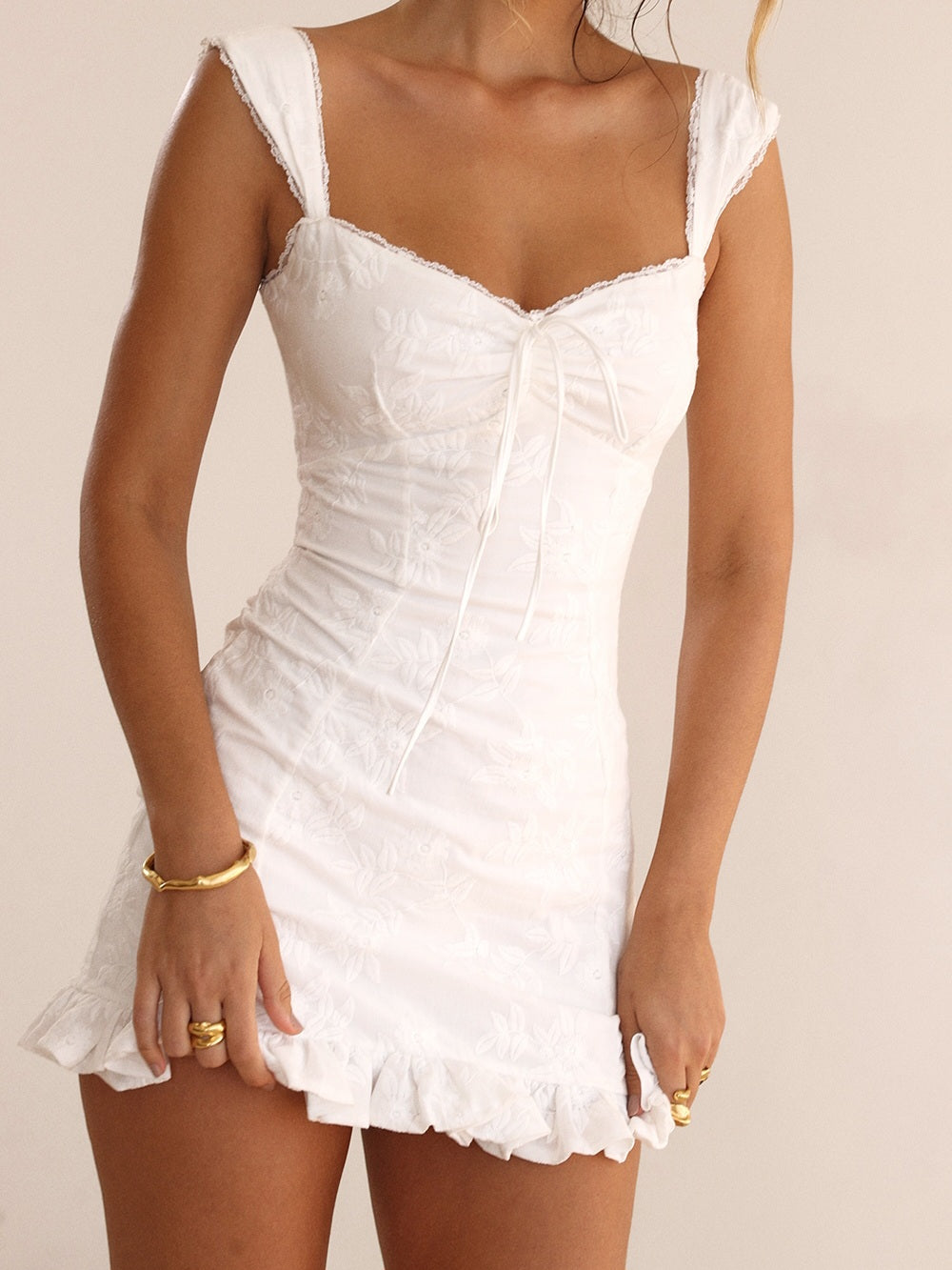 Odessa White Embroidered Mini Dress