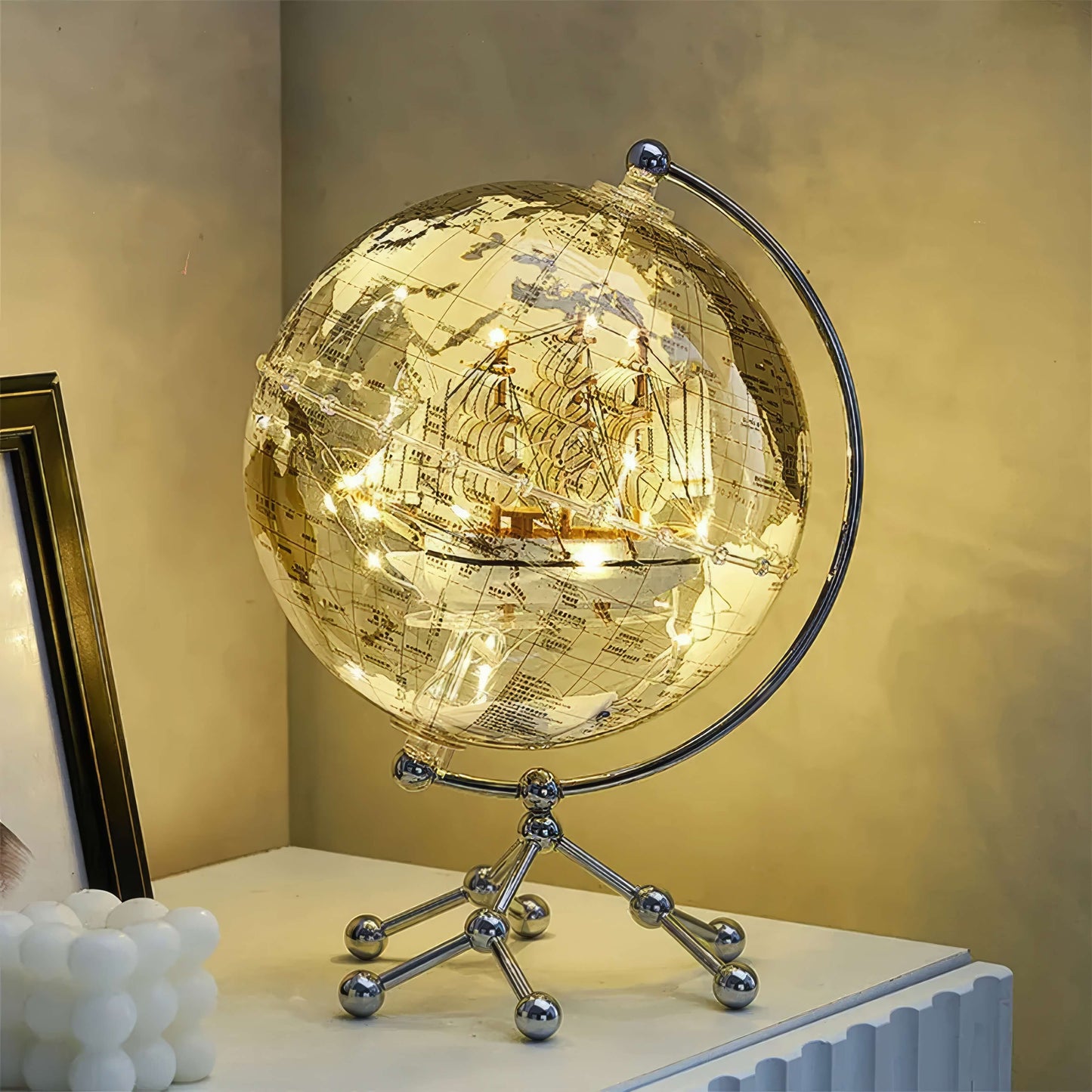 Transparent Globe Ship Decoration