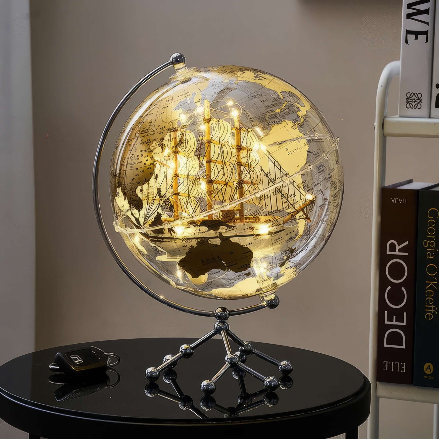 Transparent Globe Ship Decoration