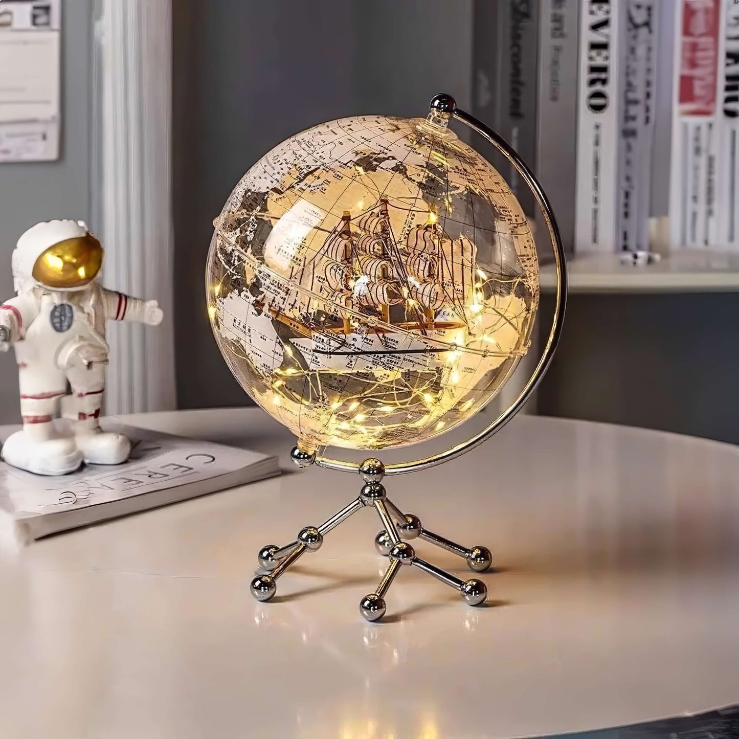 Transparent Globe Ship Decoration