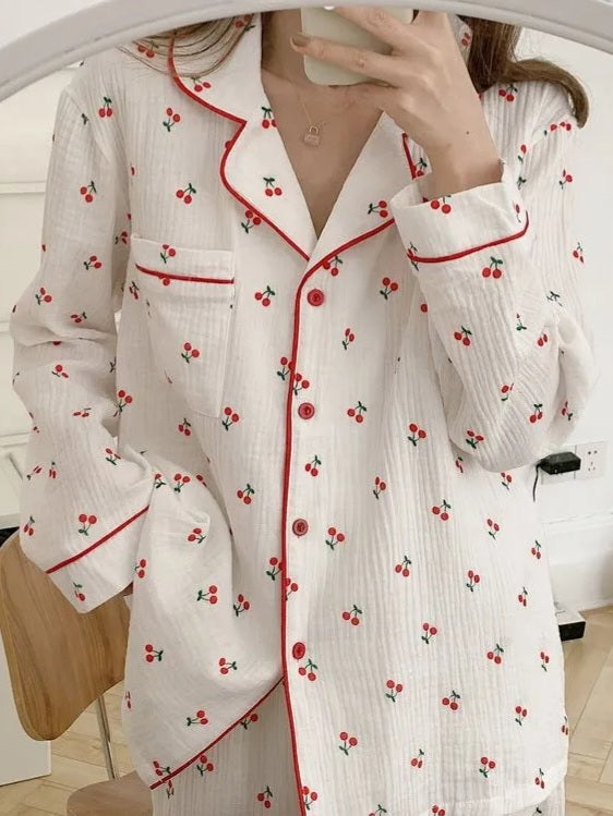 Cherry Print Pajamas Set