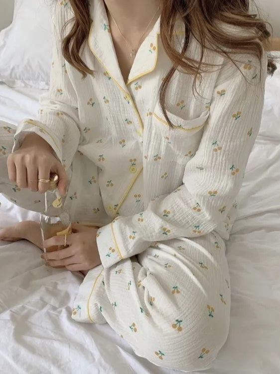 Cherry Print Pajamas Set