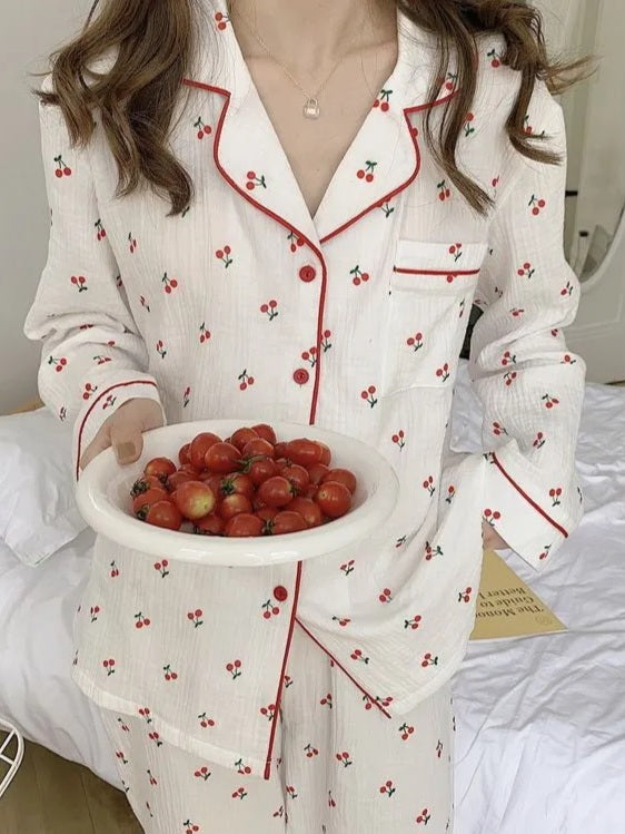 Cherry Print Pajamas Set