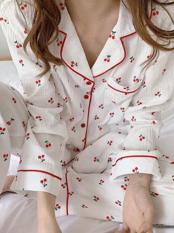 Cherry Print Pajamas Set