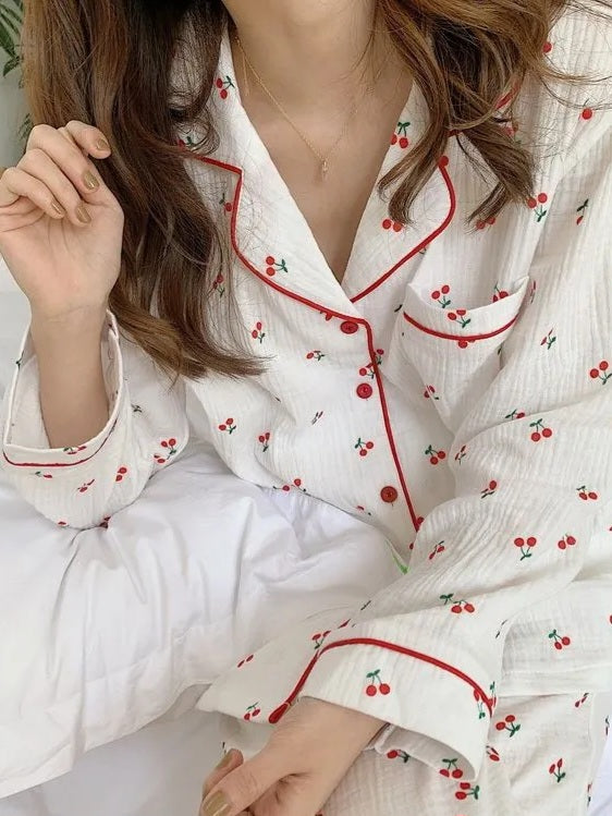 Cherry Print Pajamas Set