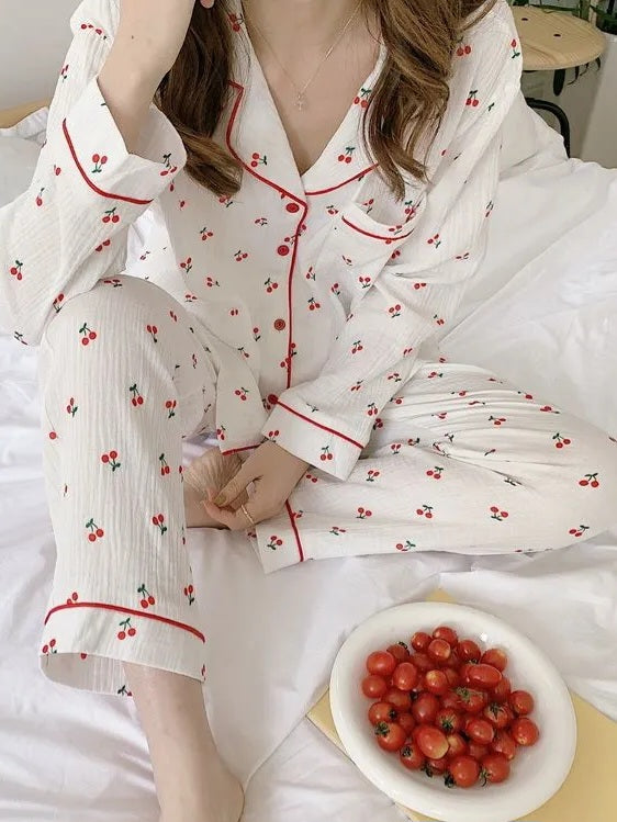 Cherry Print Pajamas Set