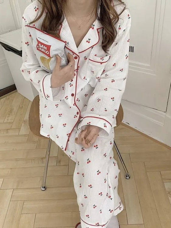 Cherry Print Pajamas Set