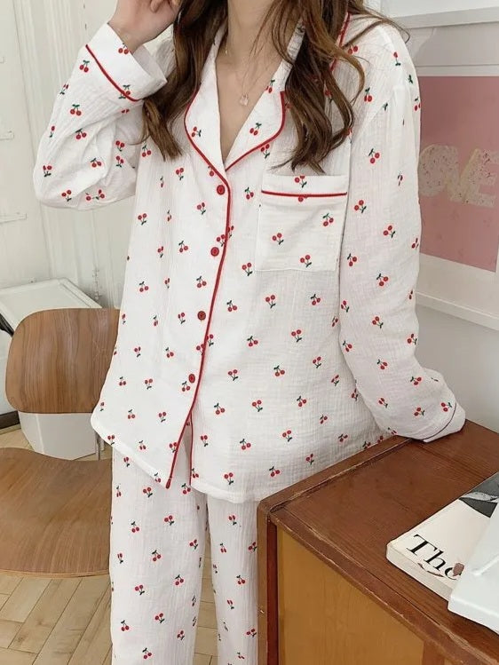 Cherry Print Pajamas Set