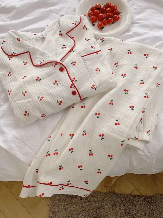 Cherry Print Pajamas Set