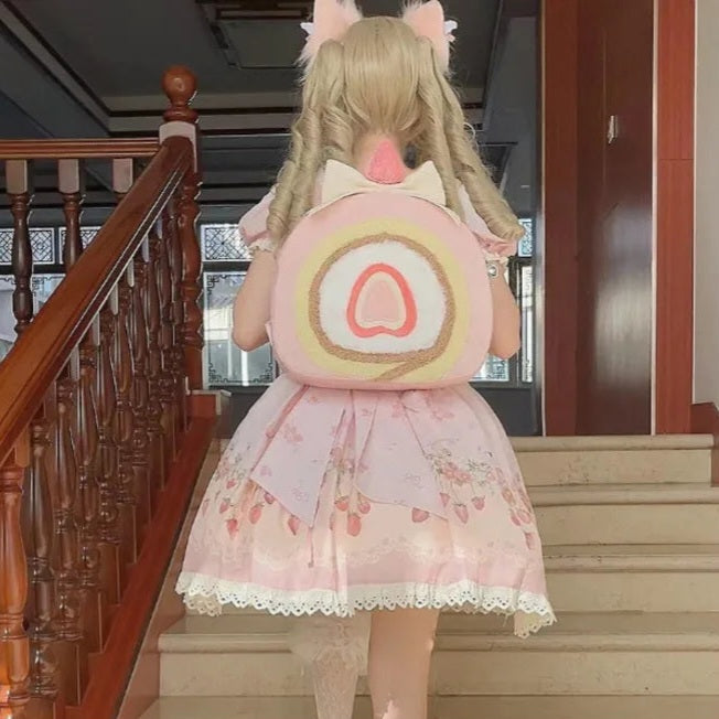 Strawberry Cake Bow Backpack