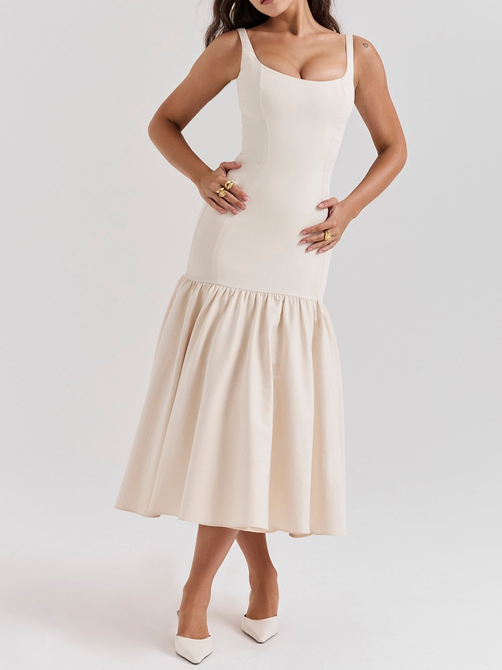 Amore Dropped Waist Midi Dress