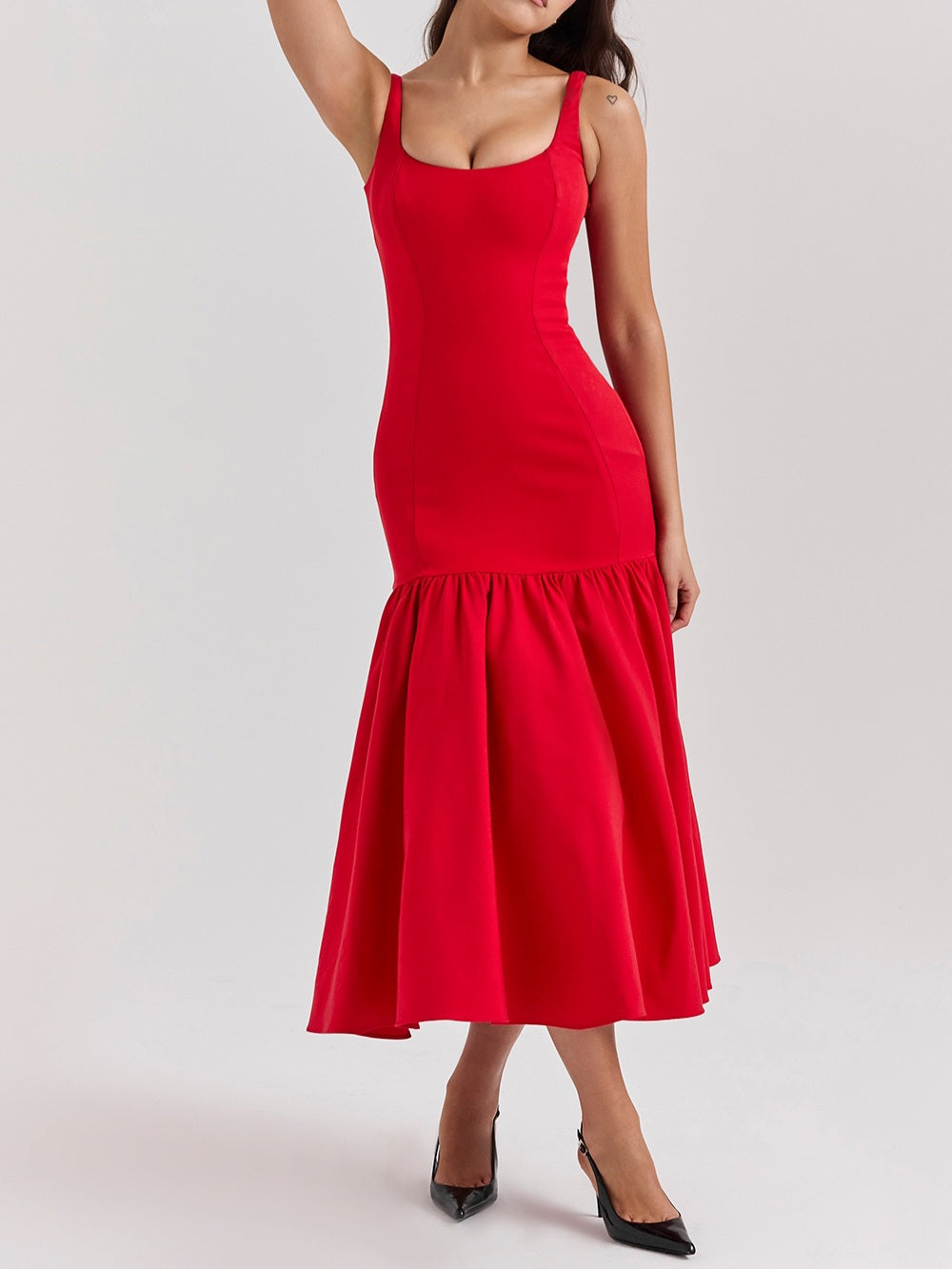 Amore Dropped Waist Midi Dress