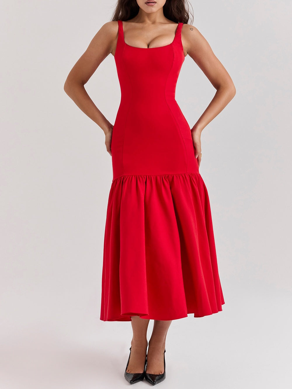 Amore Dropped Waist Midi Dress