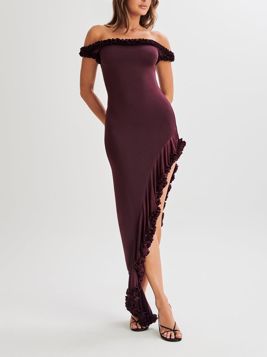 Arielle Off Shoulder Ruffle Midi Dress