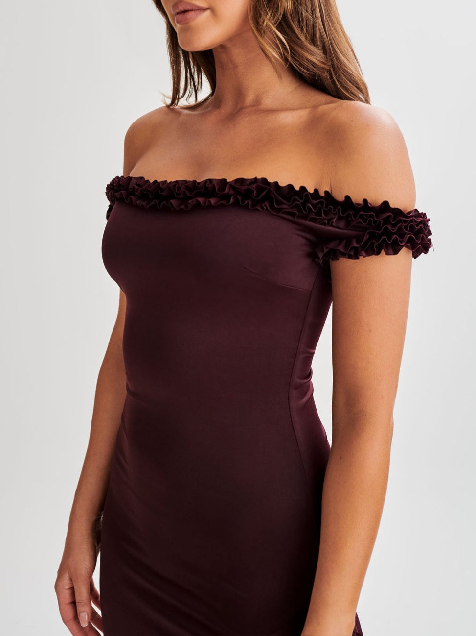 Arielle Off Shoulder Ruffle Midi Dress