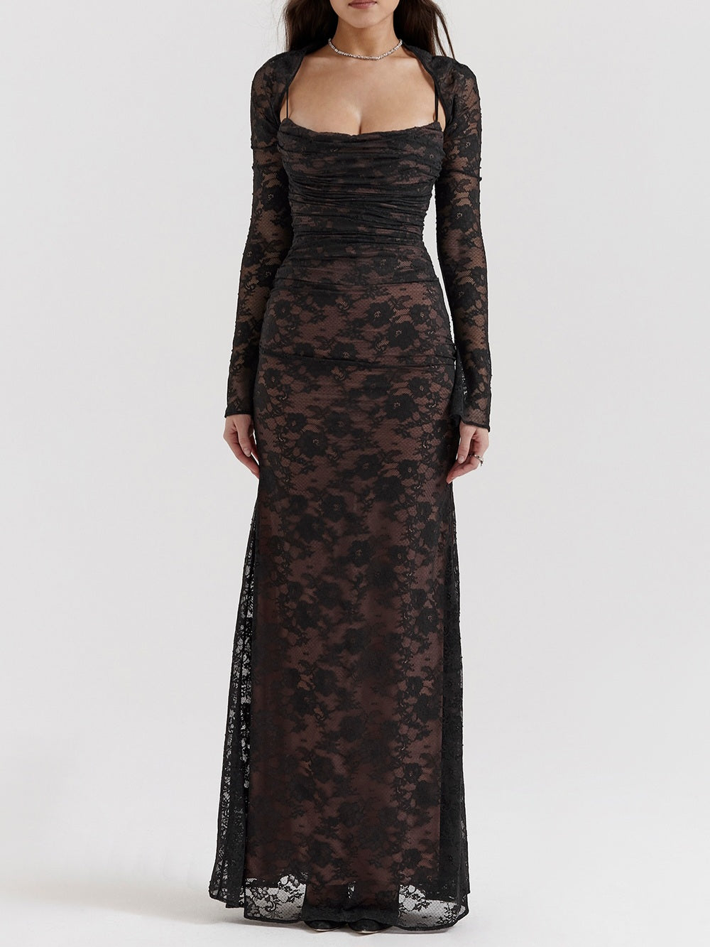 Artemis Black Lace Maxi Dress