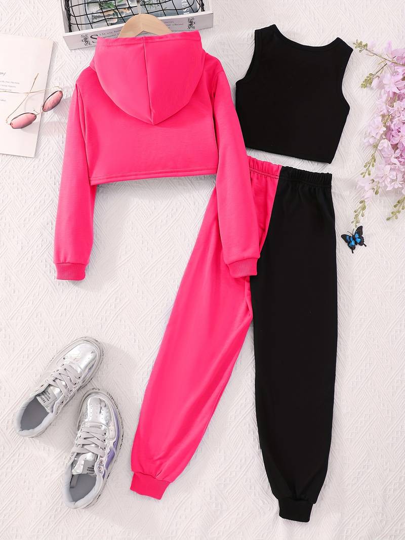 'Baby' Hoodie Tank Top Sweatpants 3pcs Set