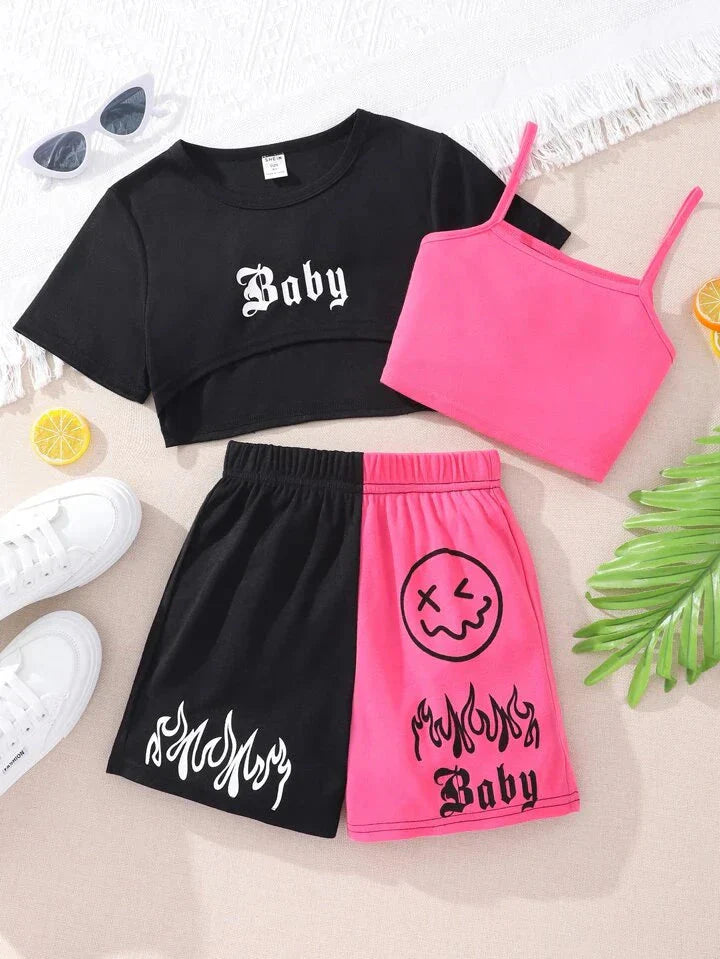 'Baby' Vest Shorts & Tank Top 3Pcs Set