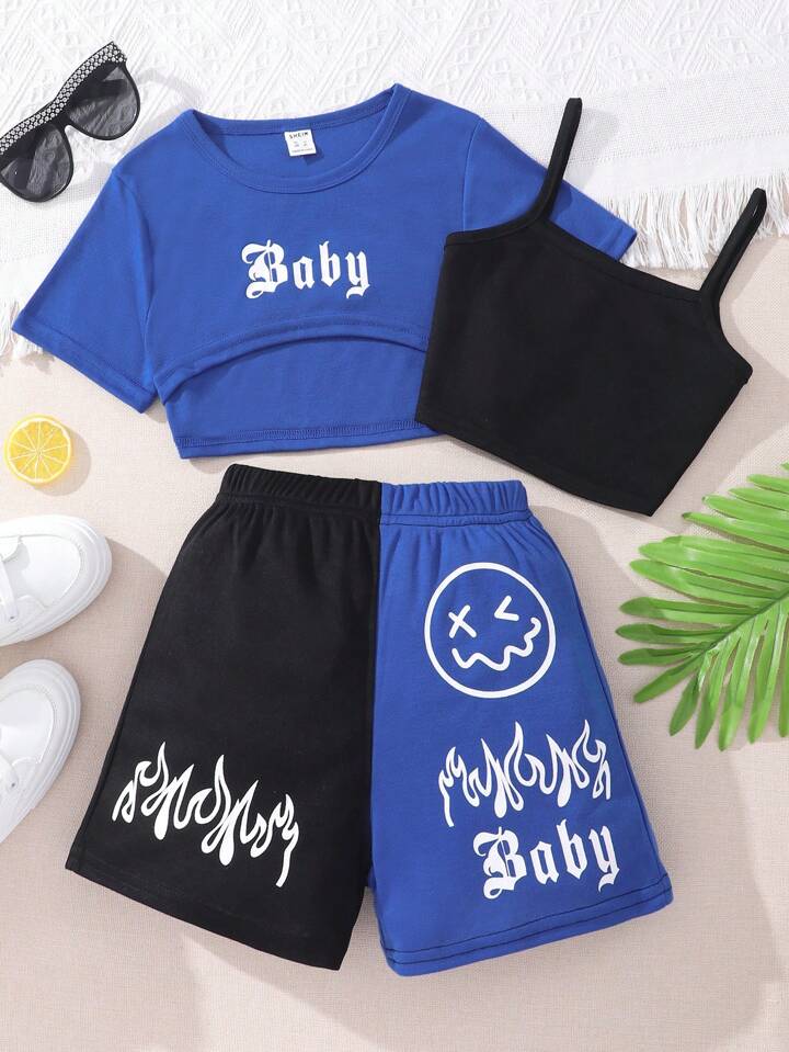 'Baby' Vest Shorts & Tank Top 3Pcs Set