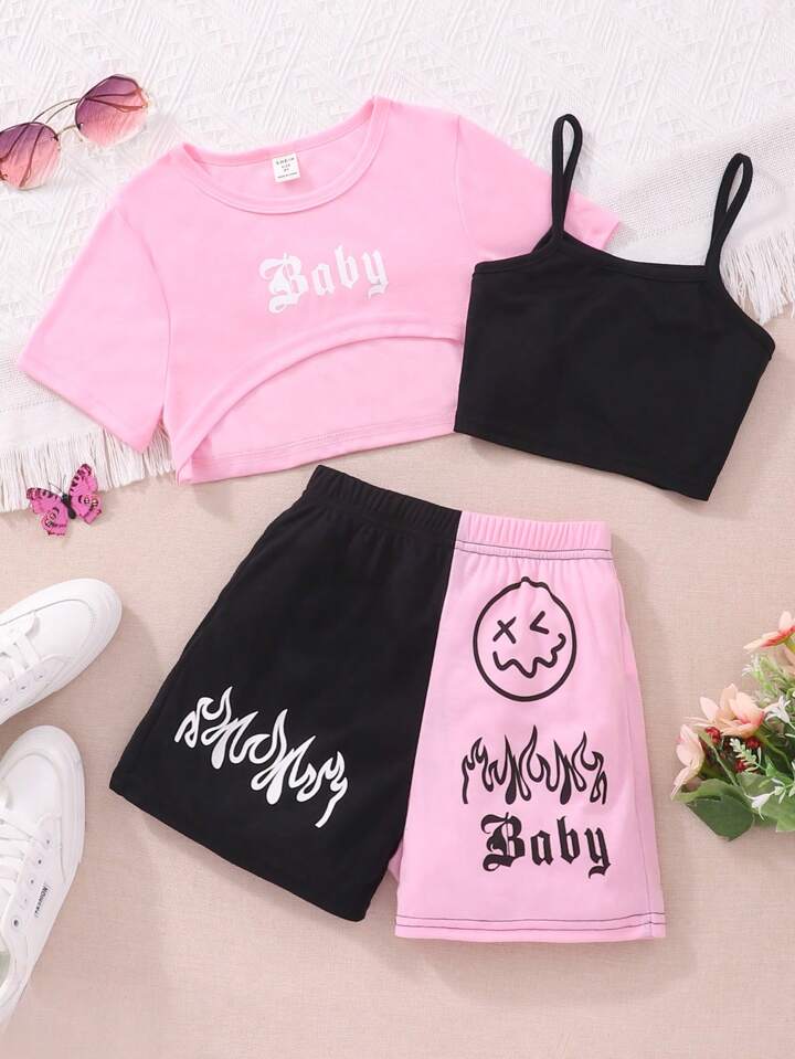 'Baby' Vest Shorts & Tank Top 3Pcs Set