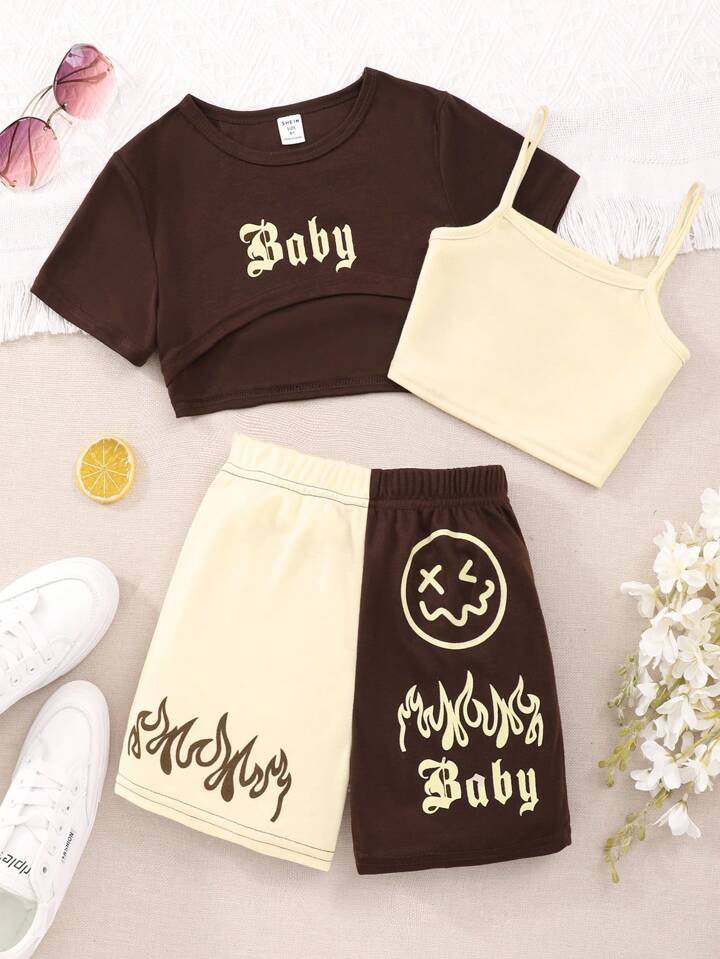 'Baby' Vest Shorts & Tank Top 3Pcs Set