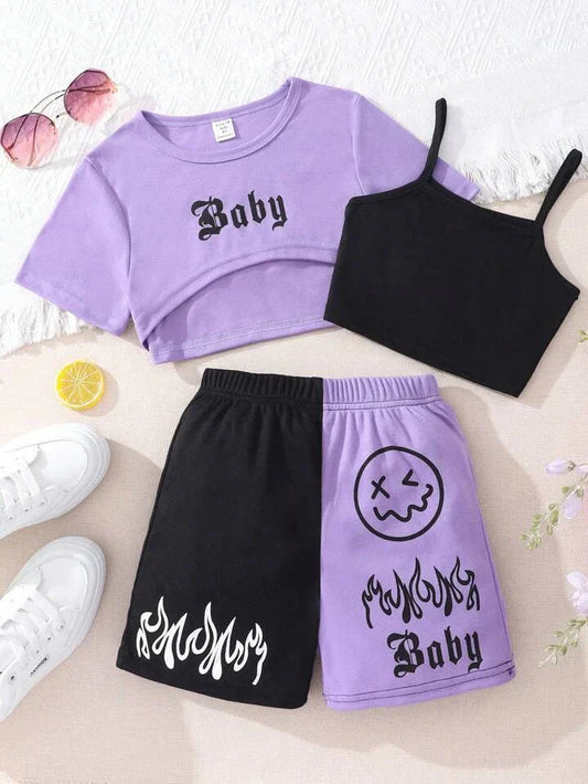 'Baby' Vest Shorts & Tank Top 3Pcs Set