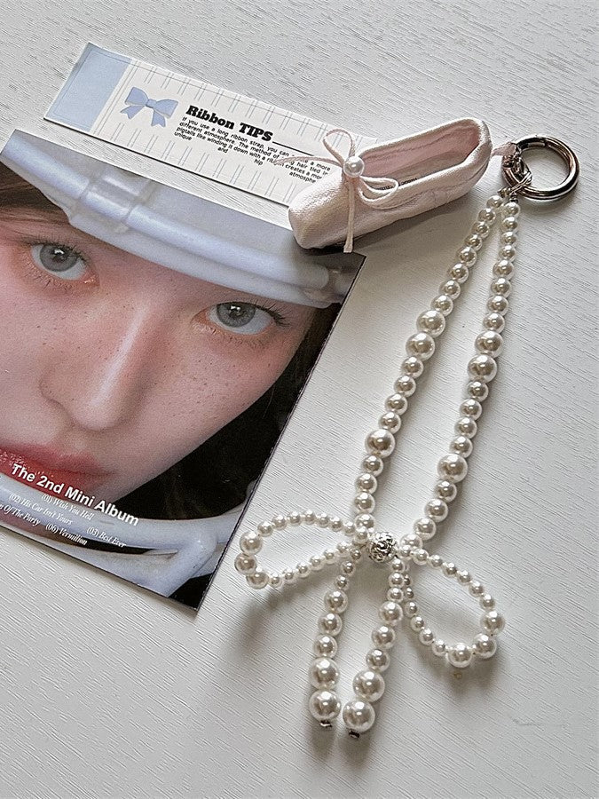 Ballet Shoe Pearl Phone Charm Strap