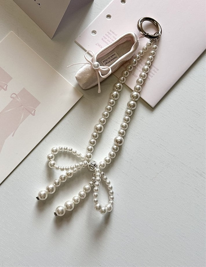 Ballet Shoe Pearl Phone Charm Strap