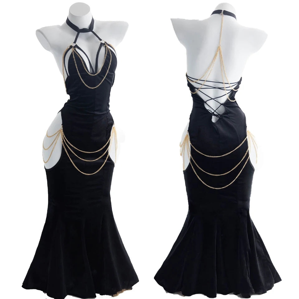 Black Albedo Backless Cosplay Dress