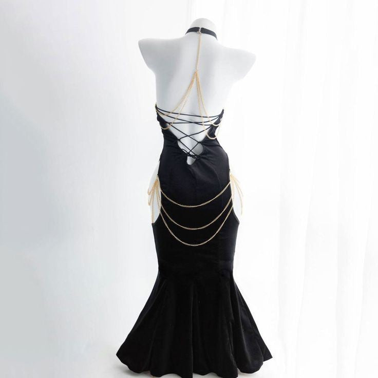 Black Albedo Backless Cosplay Dress