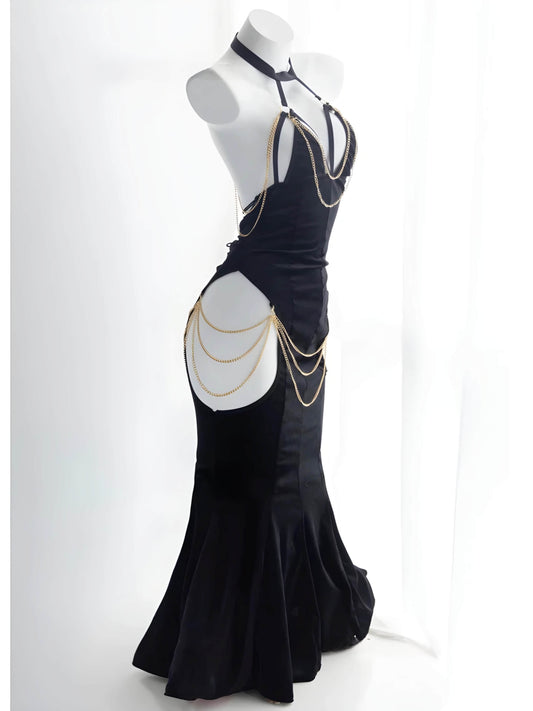 Black Albedo Backless Cosplay Dress