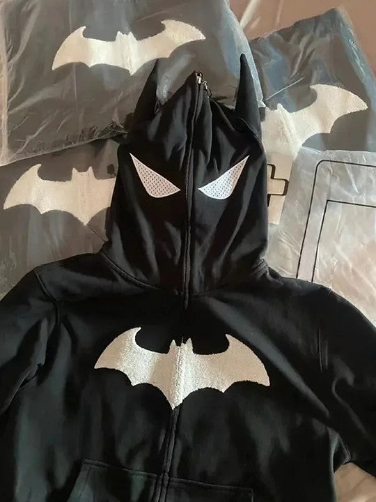 Black Bat Full Zip Up Hoodie