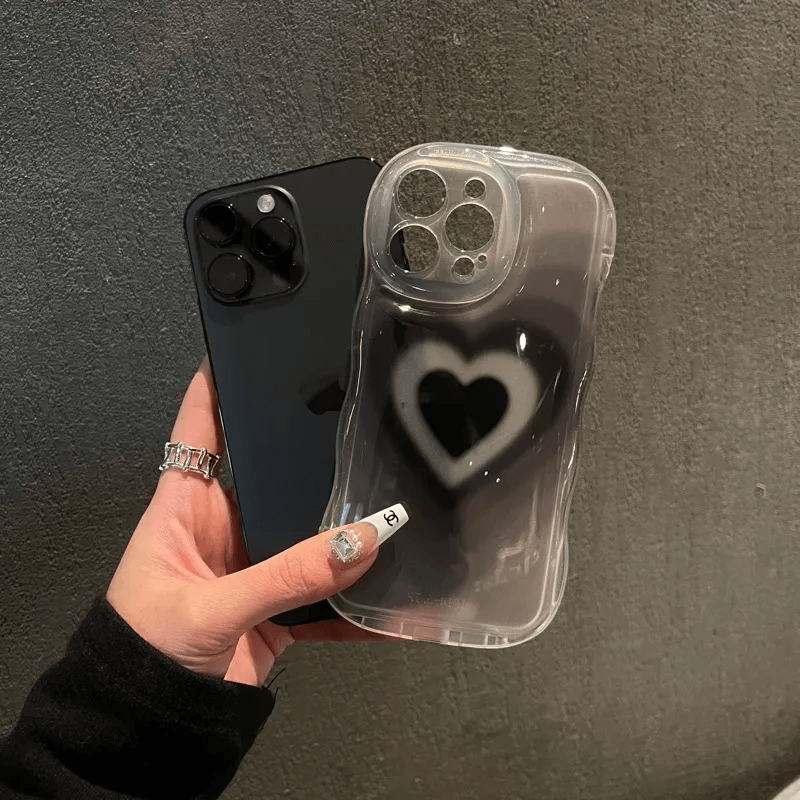 Black Heart Clear iPhone Case