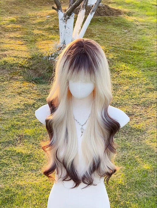 Blonde Bangs Long Wavy Wig