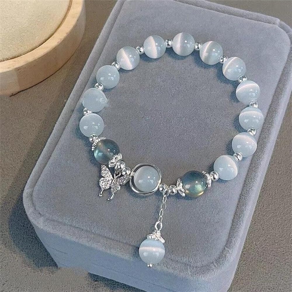 Blue Cat Eye Pearl Butterfly Bracelet