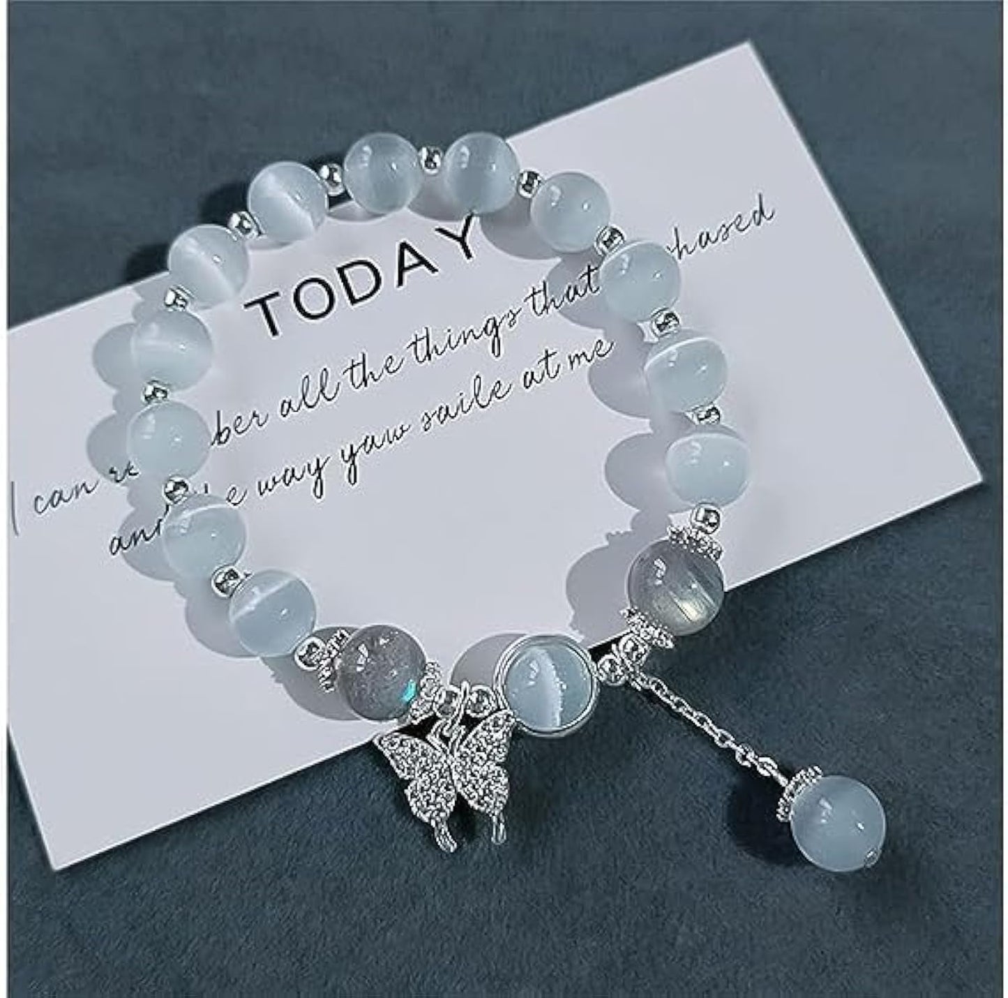 Blue Cat Eye Pearl Butterfly Bracelet