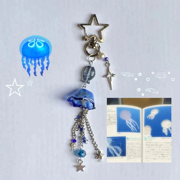 Blue Jellyfish Keychain & Phone Chain