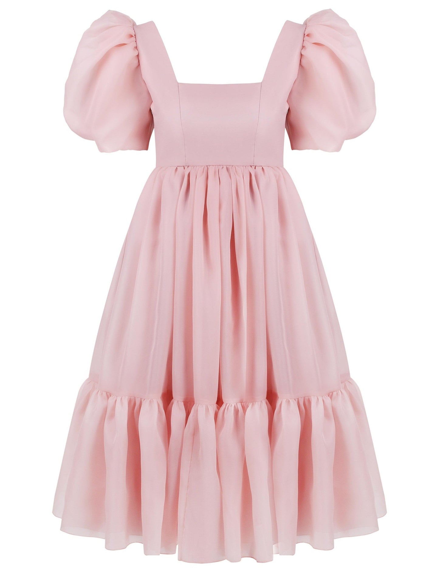 Bow Back Puff Sleeve Midi Dress