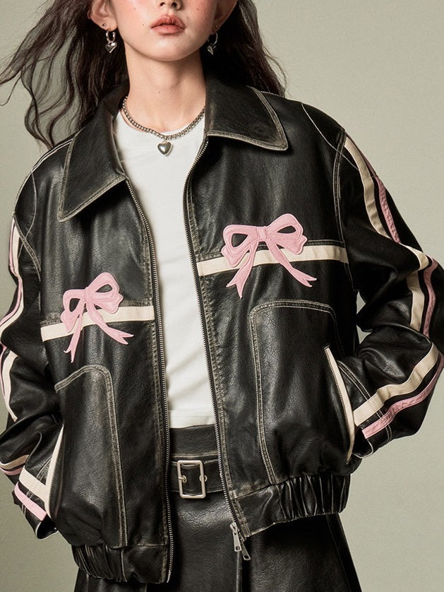 Bow Leather Jacket