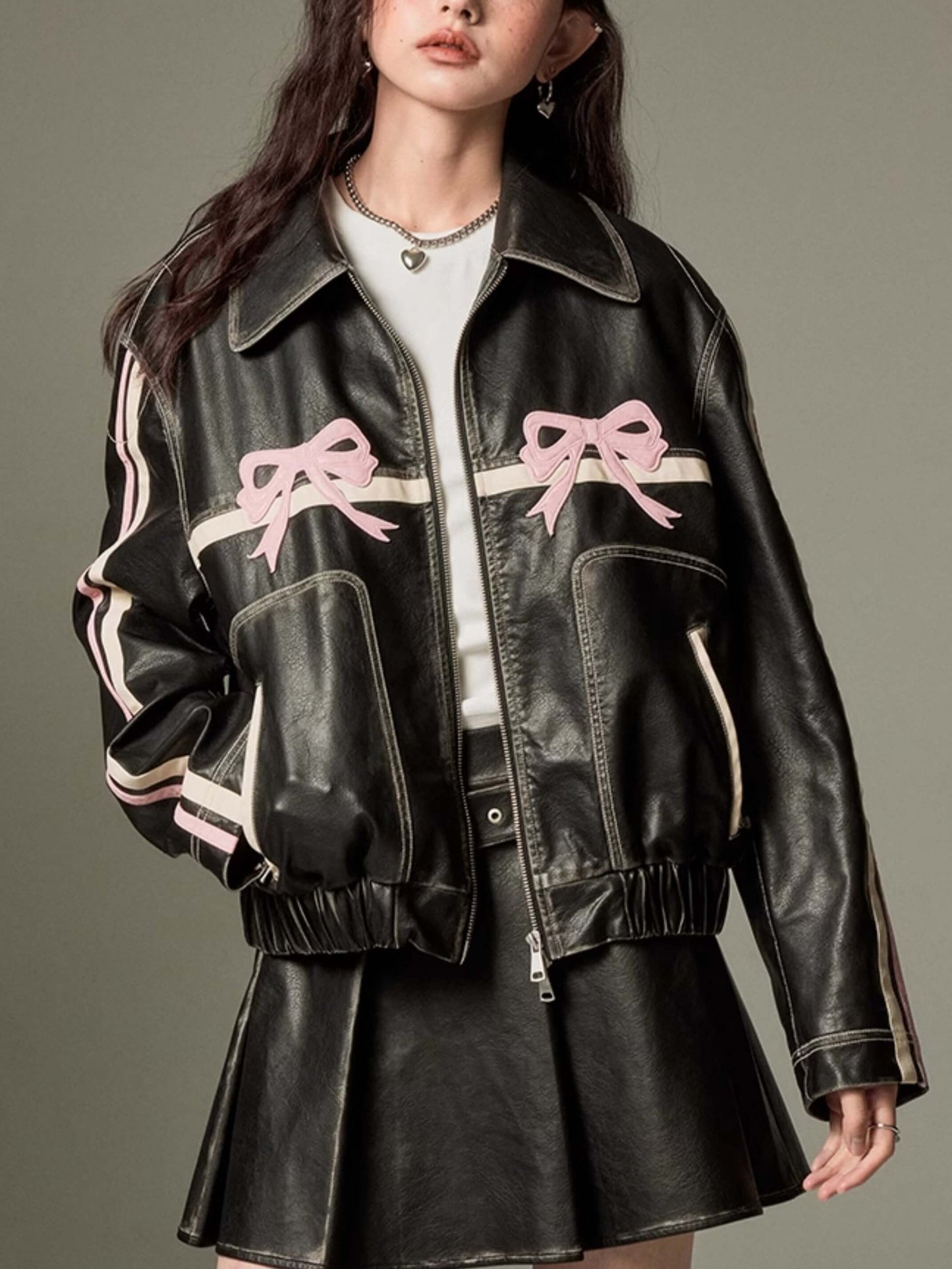 Bow Leather Jacket