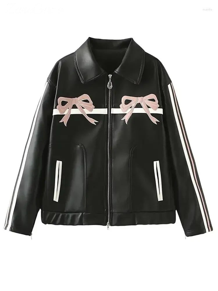 Bow Leather Jacket