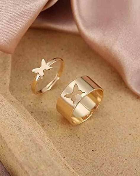 Butterfly Cut-out Couple Ring Set