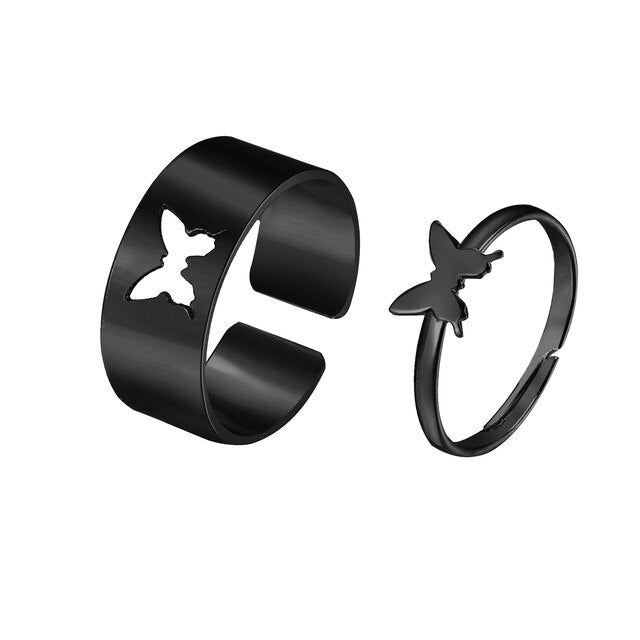 Butterfly Cut-out Couple Ring Set