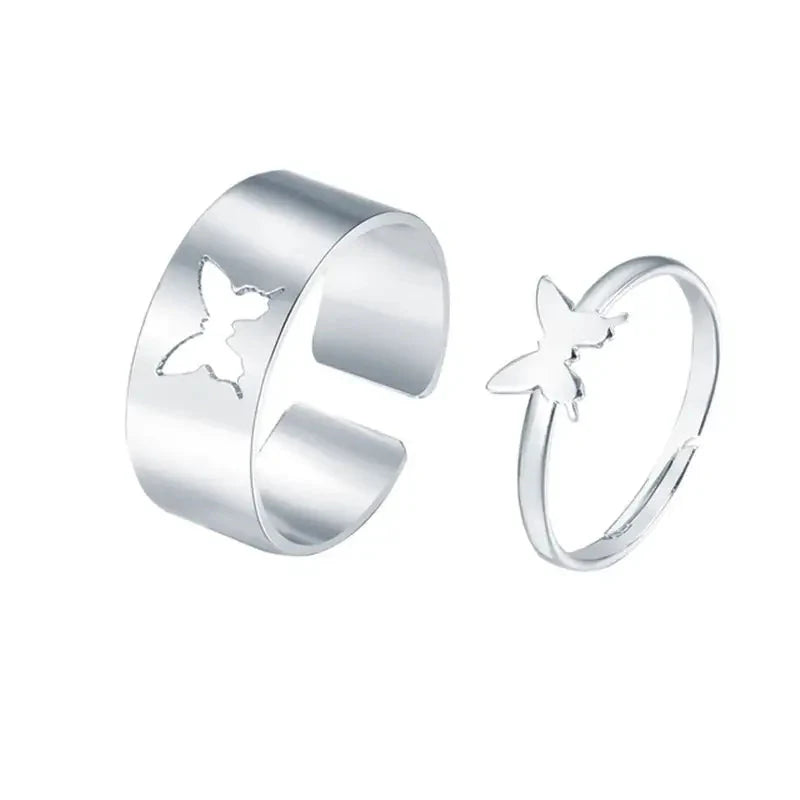 Butterfly Cut-out Couple Ring Set