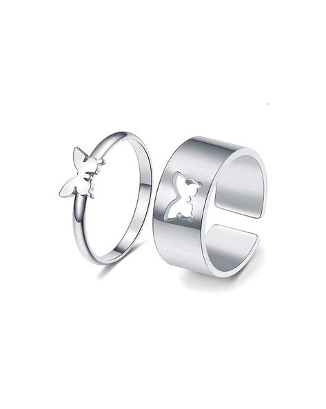 Butterfly Cut-out Couple Ring Set