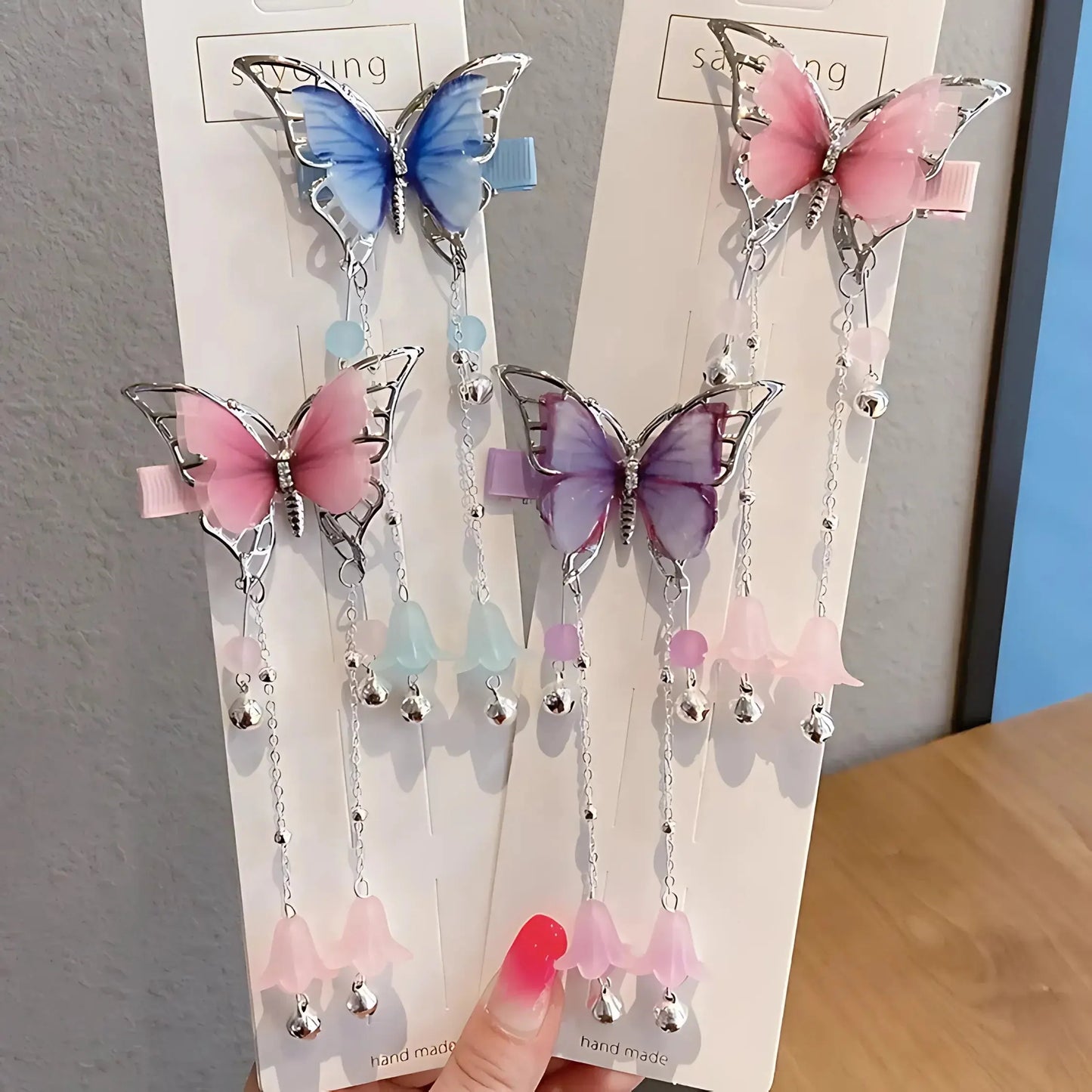 Butterfly Tassel Hair Clips