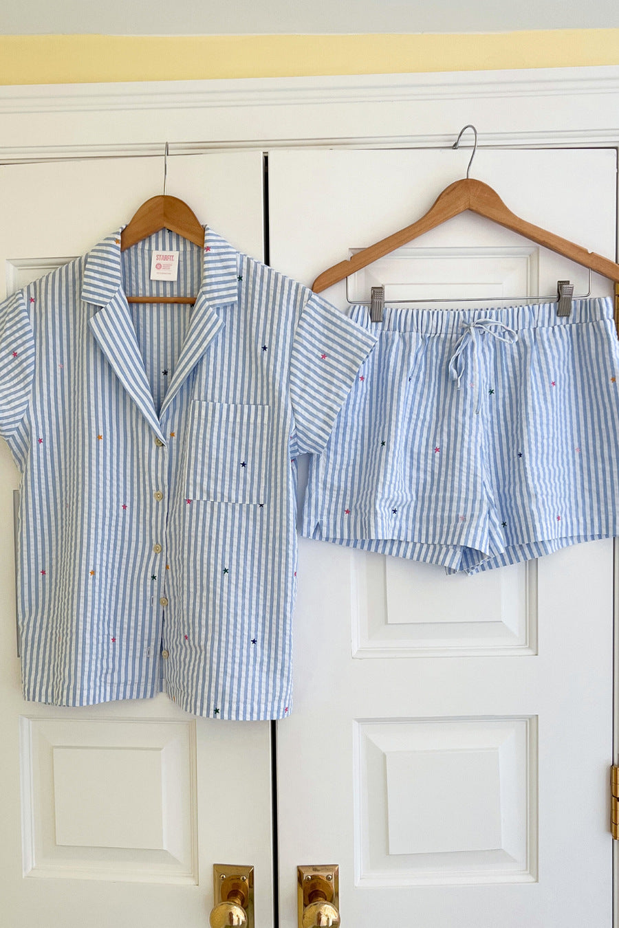 Candy Stripe Seersucker Top & Shorts Pajama Set