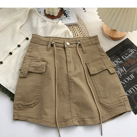 Cargo Pockets Mini Denim Skirt