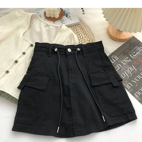 Cargo Pockets Mini Denim Skirt