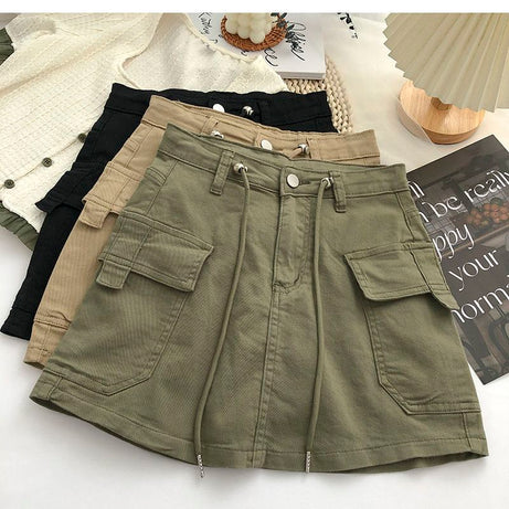 Cargo Pockets Mini Denim Skirt